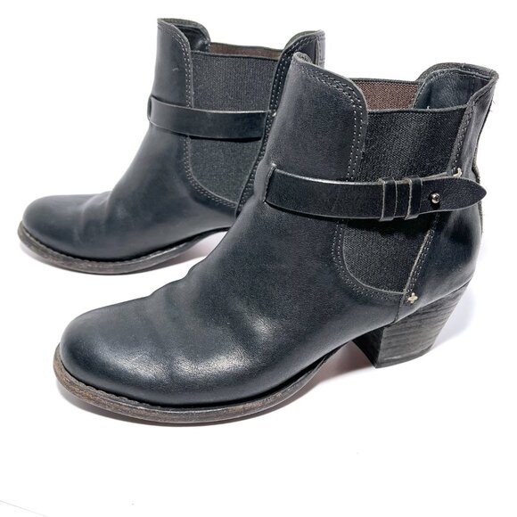 RAG & BONE Durham Black Leather Stretch Chelsea Ankle Booties Boots - Picture 2 of 12